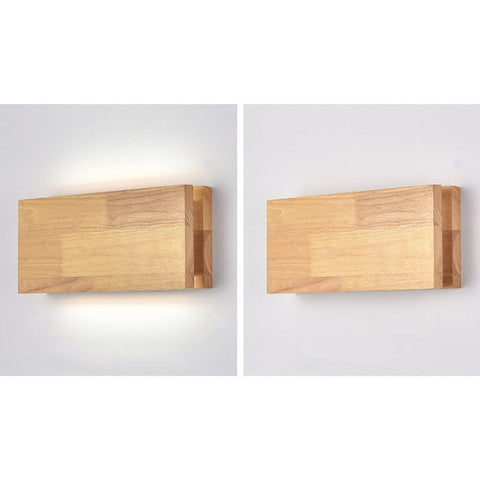Rubberwood LED Wall Light with Acrylic Diffuser and Geometric Form