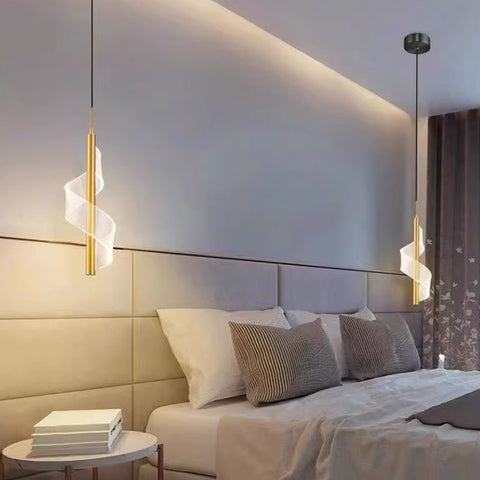 Twisted LED Pendant Light with Adjustable Suspension