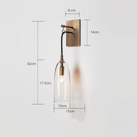 Wall Light with Copper Finish and Suspended Glass Shade