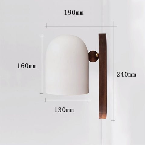 Wall Light with Dome Shade, Wood Backplate, and Brass Accent