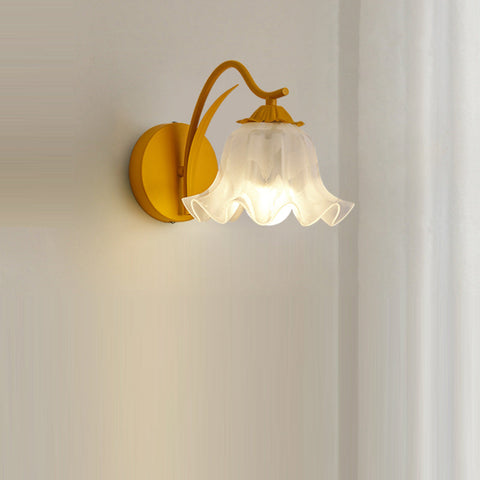 Wall Light with Flower Form and Fluted Acrylic Shade