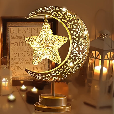 Crescent Moon and Star Decorative Table Lamp