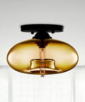 Amber Glass Globe Flush-Mount Ceiling Light