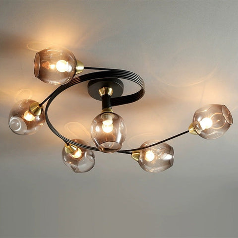 Glass Globe LED Flush Mount Ceiling Light for Dining Room Lighting