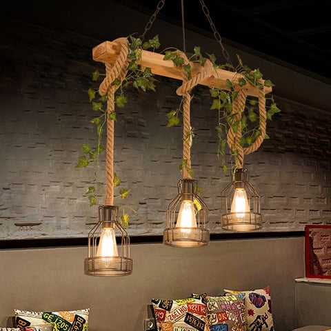 Rustic Wood Beam Pendant Light for Kitchen Island and Dining Room