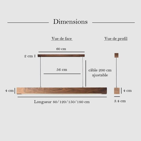 Linear Wood-Look LED Pendant Light for Kitchen Islands and Dining Tables