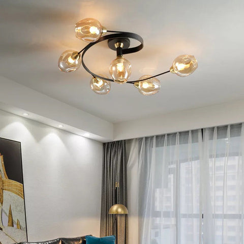 Glass Globe LED Flush Mount Ceiling Light for Dining Room Lighting