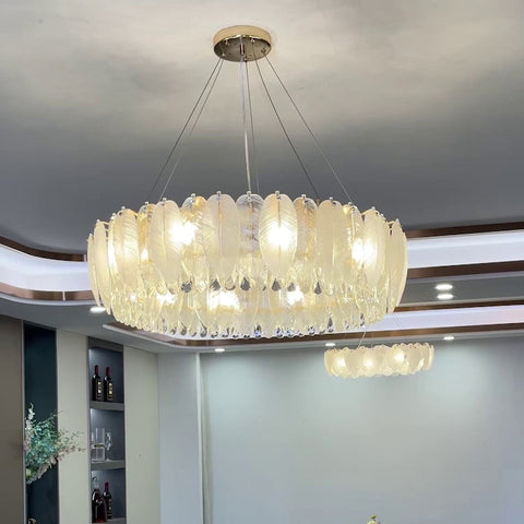 Crystal Glass Chandelier with Round Frame