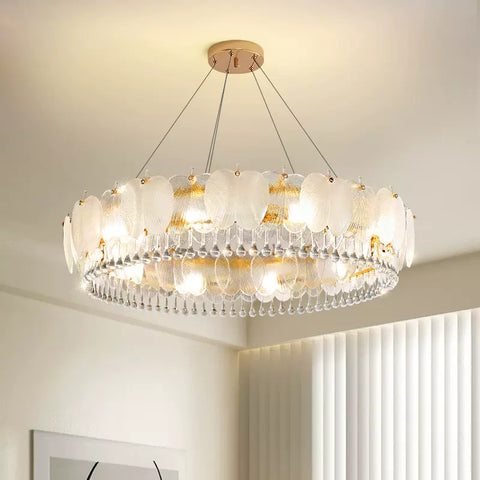 Crystal Glass Chandelier with Round Frame