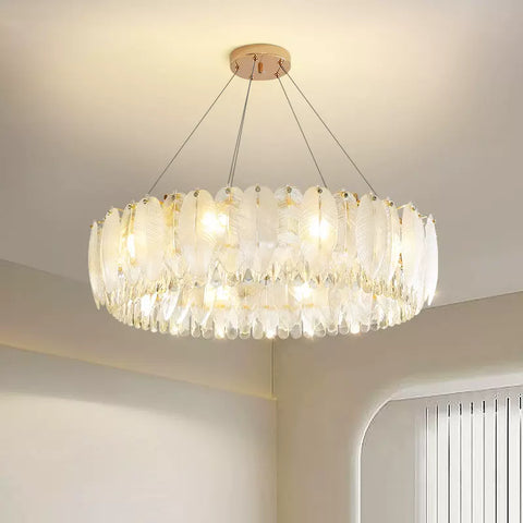 Crystal Glass Chandelier with Round Frame