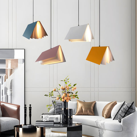 Pendant Light with Folded Book-Shaped Shade