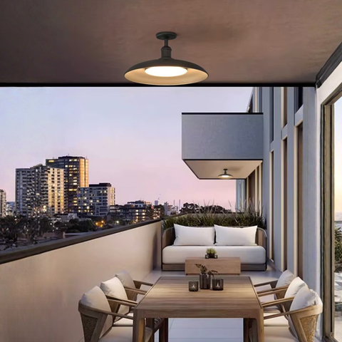 Ceiling Light with Semi-Flush Metal Dome for Outdoor Porches