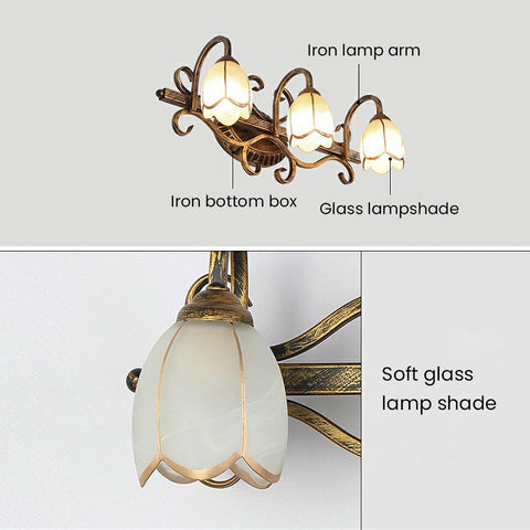 Floral Vanity Wall Light with Acrylic Shades