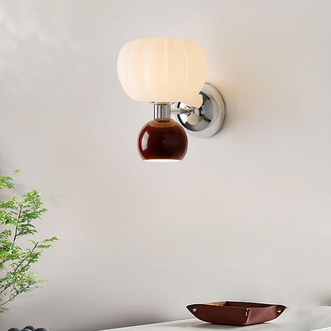 Wall Light with Glass Globe and Rounded Two-Tone Accent