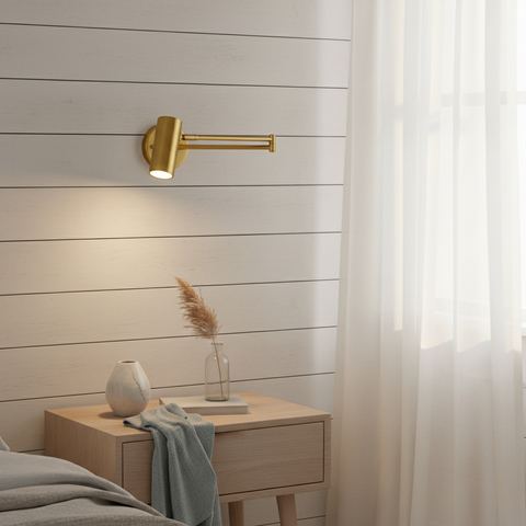 Wall Sconce with Adjustable Arm and Cylindrical Metal Shade