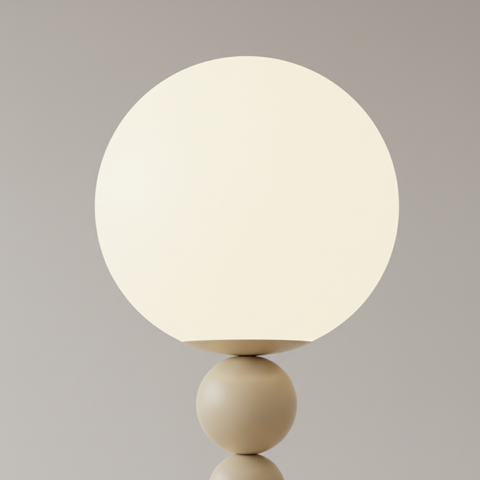 Floor Lamp with Globe Diffuser and Stacked Sphere Details