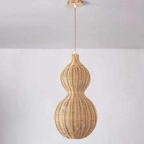 Outdoor Pendant Light with Woven Synthetic Vine Shade