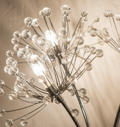 Wall Sconce with Dandelion-Shaped Crystal Clusters and LED Light