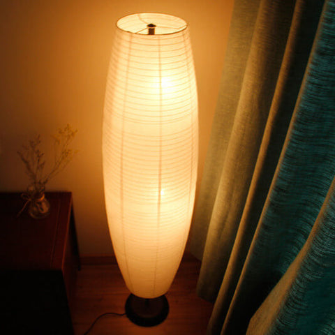Rice Paper Column Floor Lamp with Two-Light Ambient Design