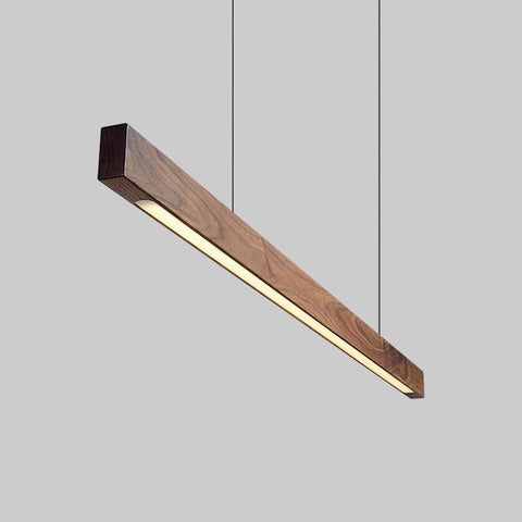 Linear Wood-Look LED Pendant Light for Kitchen Islands and Dining Tables