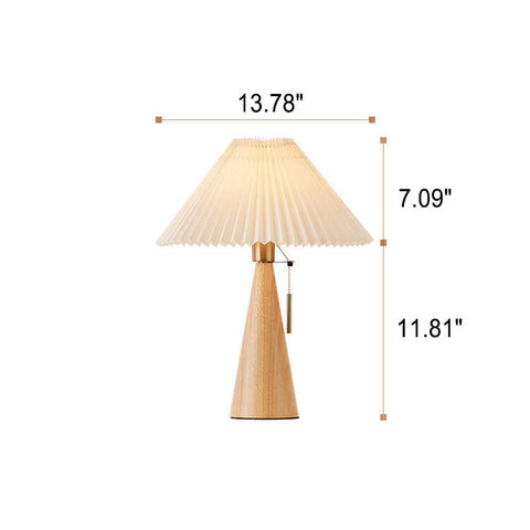 Wooden Table Lamp with Pleated Fabric Shade for Warm Interiors
