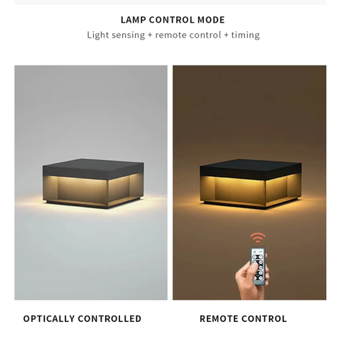 Outdoor Post Light with Square Glass Enclosure and LED Lighting