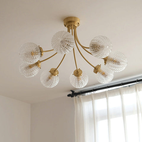 Metal Chandelier with Textured Glass Globes