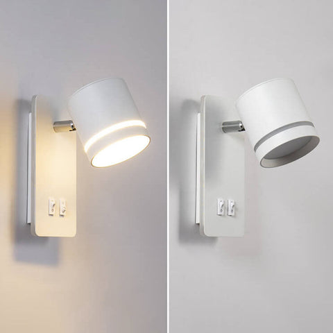 Rotatable LED Reading Wall Sconce with Square Backplate and Spotlight