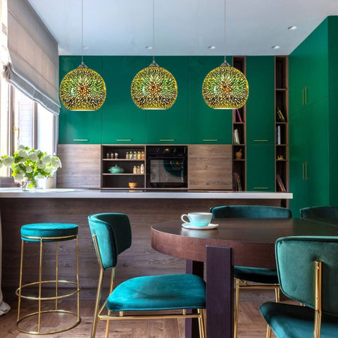 3D Firework Glass Pendant Light with Textured Globe Shade — product view