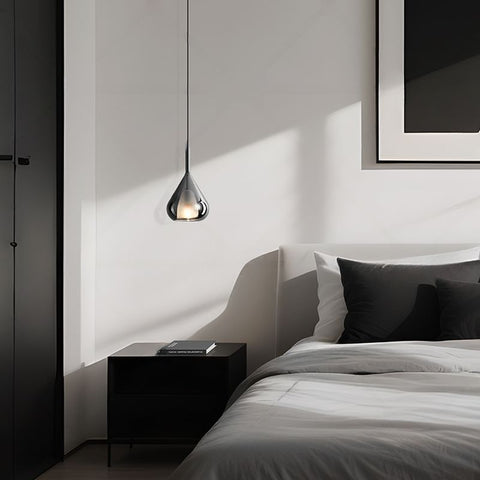 Pendant Light with Teardrop Glass and Reflective Smoke Finish