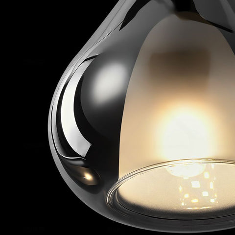 Pendant Light with Teardrop Glass and Reflective Smoke Finish