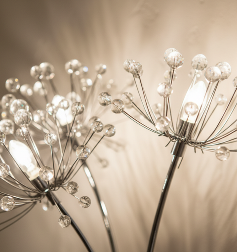 Wall Sconce with Dandelion-Shaped Crystal Clusters and LED Light