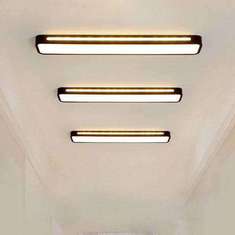 Long LED Flush Mount Ceiling Light with Rounded Frame for Interiors