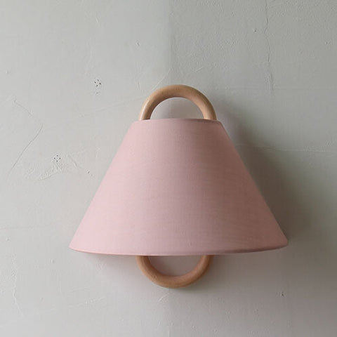 Pleated Wood Wall Sconce with Semicircular Fabric Shade for Bedrooms