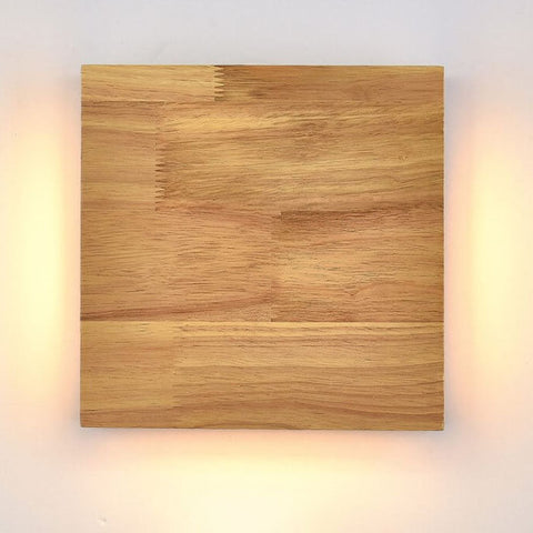 Rubberwood LED Wall Light with Acrylic Diffuser and Geometric Form