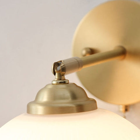 Ribbed Glass Pull-Cord Wall Sconce with Brass Details for Bedrooms