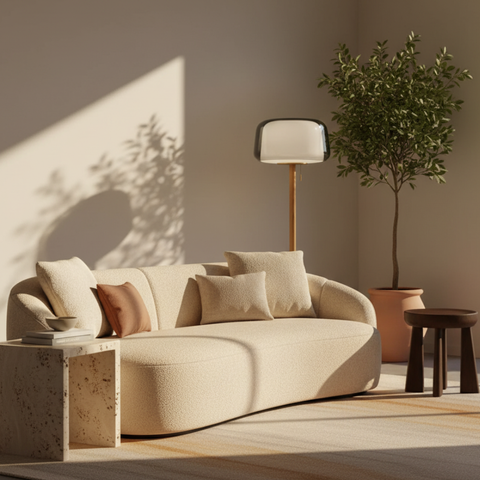 Floor Lamp with Layered Glass Dome and Wood Column Details