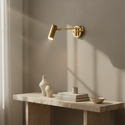 Wall Sconce with Adjustable Arm and Cylindrical Metal Shade