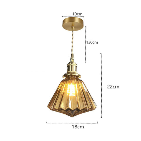 Diamond Glass Pendant Light with Metal Fitting