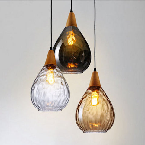 Textured Glass Teardrop Pendant Light for Kitchen Island Lighting