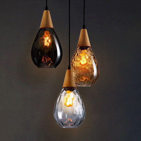 Textured Glass Teardrop Pendant Light for Kitchen Island Lighting