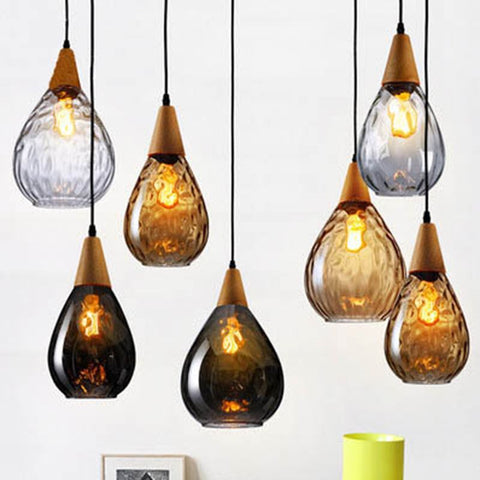 Textured Glass Teardrop Pendant Light for Kitchen Island Lighting
