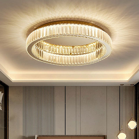 Crystal Ring LED Flush Mount Ceiling Light for Living Room Lighting