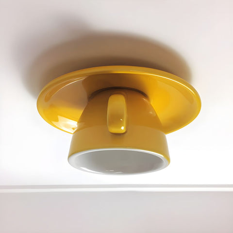 Ceramic Cup Flush Mount Ceiling Light for Bedrooms and Living Rooms