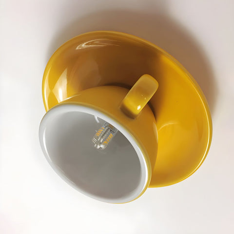 Ceramic Cup Flush Mount Ceiling Light for Bedrooms and Living Rooms