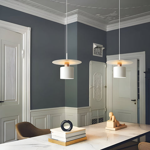 Pendant Light with Layered Metal Saucer Shade and Nordic Style
