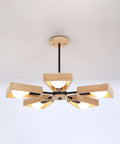 Geometric Wood Chandelier with Multiple Light Arms — product view