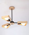 Geometric Wood Chandelier with Multiple Light Arms — product view