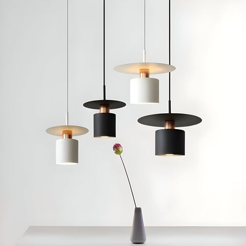 Pendant Light with Layered Metal Saucer Shade and Nordic Style