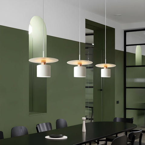 Pendant Light with Layered Metal Saucer Shade and Nordic Style